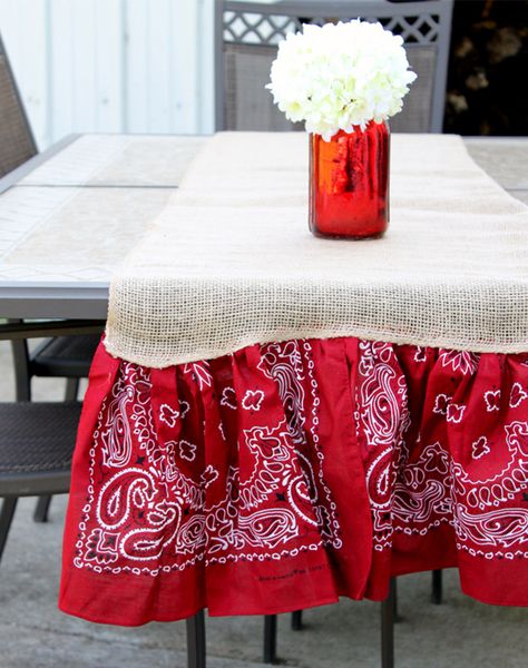 4th of July party decor summer burlap table runner 003